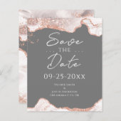 White Rose Gold Glitzer Agate Save the Date (Vorne/Hinten)