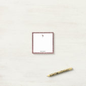 White + Rose Gold Glitzer Flamingo & Border, Name Post-it Klebezettel (Auf Schreibtisch)