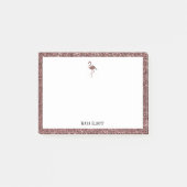 White & Rose Gold Glitzer Flamingo, Grenze mit Nam Post-it Klebezettel (Vorderseite)