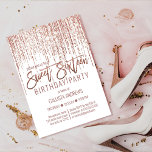White Rose Gold Glitzer Fringe Vorhang Sweet 16 Einladung<br><div class="desc">Diese glamouröse und luxuriöse 16 . Geburtstag Geburtstagsfeier ist das perfekte Design für die besondere Veranstaltung Ihres jungen Teenagers. Es ist mit einem Imitat funkelnd Rose Gold Glitzer Randvorhang mit Imitaten Glitzer Typografie auf einem einfachen weißen Hintergrund. Es ist ein elegantes, elegantes, trendiges und modernes Bing-Design mit einem Hollywood-Ambiente! ***WICHTIGE...</div>
