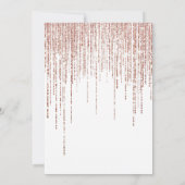 White Rose Gold Glitzer Fringe Vorhang Sweet 16 Einladung (Rückseite)