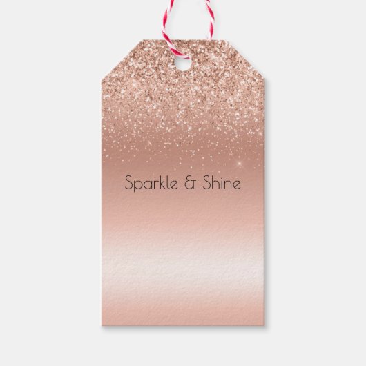 White Rose Gold Glitzer Glitzy Sparkle Geschenkanhänger (Vorderseite)
