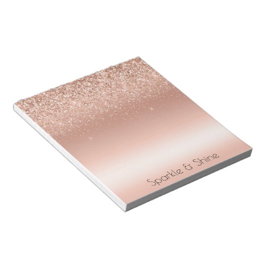 White Rose Gold Glitzer Glitzy Sparkle Notizblock (angewinkelt)