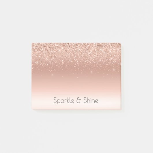 White Rose Gold Glitzer Glitzy Sparkle Post-it Klebezettel (Vorderseite)