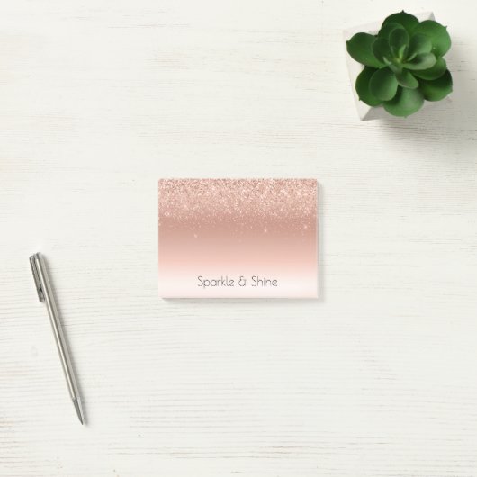 White Rose Gold Glitzer Glitzy Sparkle Post-it Klebezettel (Büro)
