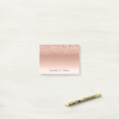 White Rose Gold Glitzer Glitzy Sparkle Post-it Klebezettel (Auf Schreibtisch)