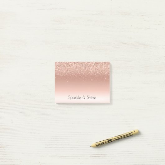 White Rose Gold Glitzer Glitzy Sparkle Post-it Klebezettel (Auf Schreibtisch)