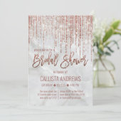 White Rose Gold Glitzer Pearl Marble Brautparty Einladung (Stehend Vorderseite)