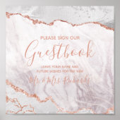 White & Rose Gold Hochzeitsegler Poster (Vorne)