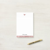 White & Rose Gold Imitate Glitzer Bird & Border, N Post-it Klebezettel (Auf Schreibtisch)