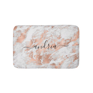 White & Rose Gold Marble 3, Glitzer, Skriptname Badematte