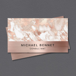 White Rose Gold Metallmarble Consultant Visitenkarte