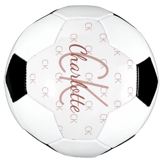 White rose gold monogram initials name girl fußball (Gedreht)