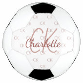 White rose gold monogram initials name girl fußball (Vorderseite)