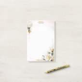 White Rose Gold Romantic Floral Stationery Post-it Klebezettel (Auf Schreibtisch)