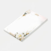 White Rose Gold Romantic Floral Stationery Post-it Klebezettel (angewinkelt)