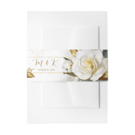 White Rose Gold Romantic Floral Wedding Einladungsbanderole