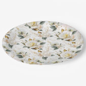 White Rose Gold Romantic Floral Wedding Pappteller (Schrägansicht)