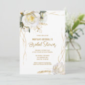 White Rose Gold Romantik Einladung (Stehend Vorderseite)