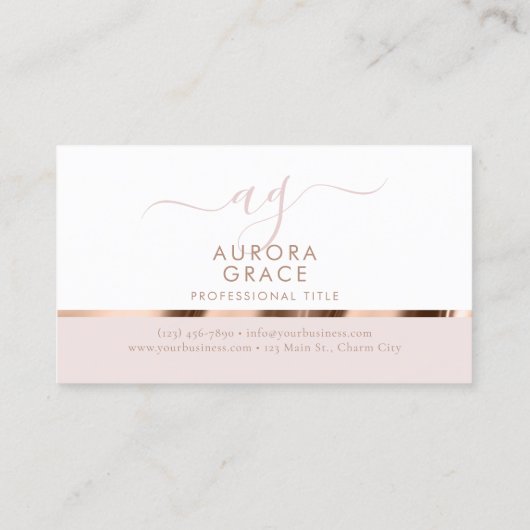 White Rose Gold Ruhe Visitenkarte (Rückseite)