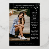 White & Rose Gold Stars Arch Foto Abschluss Folieneinladung (Rückseite)