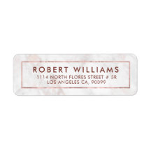 White & Rose-Gold Tones Faux Marble Label