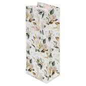 White Rose Gold Wedding Geschenktüte Für Weinflaschen (Rückseite Schrägansicht)