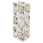 White Rose Gold Wedding Geschenktüte Für Weinflaschen (Vorderseite Schrägansicht)