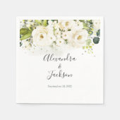 White Rose & Gold Wedding Napkin Serviette (Vorderseite)
