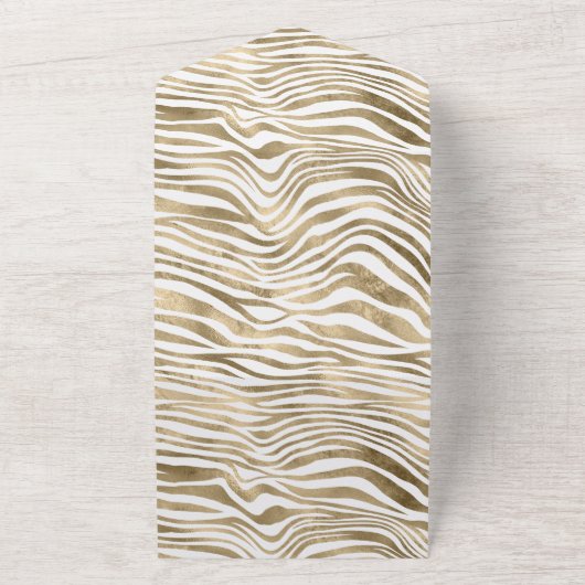 White Rose Gold Zebra Animal Print All In One Einladung (Außenbereich)