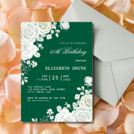 White Rose Green Pastel Geburtstag Einladung