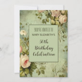 White Rose Greenery BIrthday Party Einladung (Vorderseite)