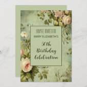 White Rose Greenery BIrthday Party Einladung (Vorne/Hinten)