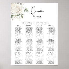 White Rose Greenery Hochzeitskarte Poster