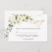 White Rose Greenery Wedding Rsvp Reply Card Einladung (Vorne/Hinten)