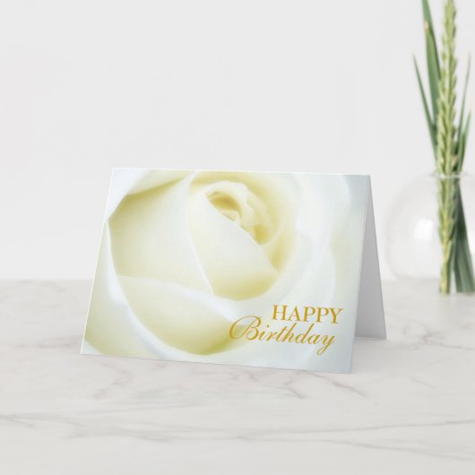 White Rose Happy Birthday Card Karte (Vorderseite)