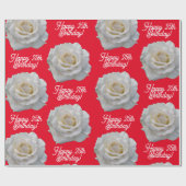 White Rose Happy Birthday Red Geschenkpapier (Flach)