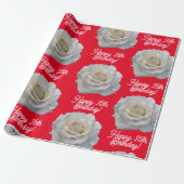 White Rose Happy Birthday Red Geschenkpapier (Ungerollt)