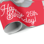 White Rose Happy Birthday Red Geschenkpapier (Rolleneckpunkt)