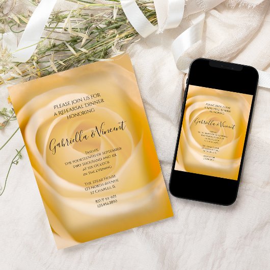 White Rose Hochzeit Probe Dinner Einladung