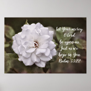 White Rose Hope Scripting Art Print Poster