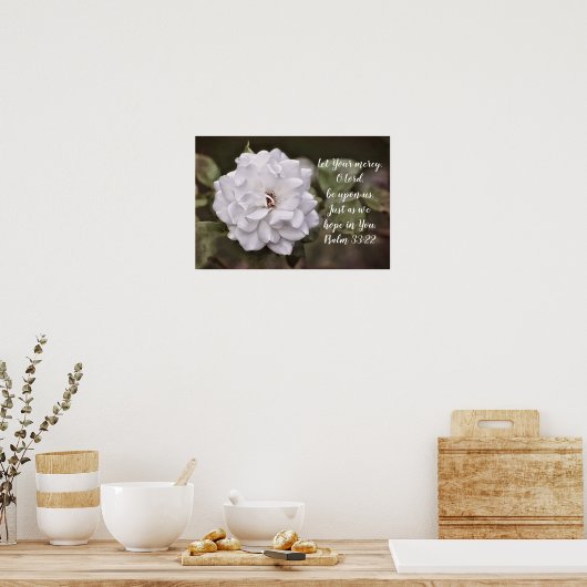White Rose Hope Scripting Art Print Poster (Küche)