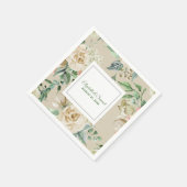 White Rose Hydrangea Beige Bride Groom Wedding Serviette (Ecke)