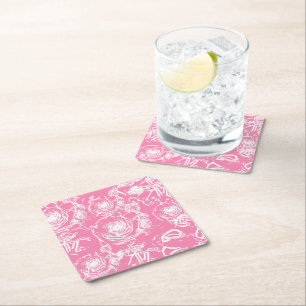 White Rose Illusion Lace Design Rechteckiger Pappuntersetzer