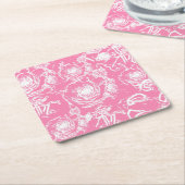 White Rose Illusion Lace Design Rechteckiger Pappuntersetzer (angewinkelt)