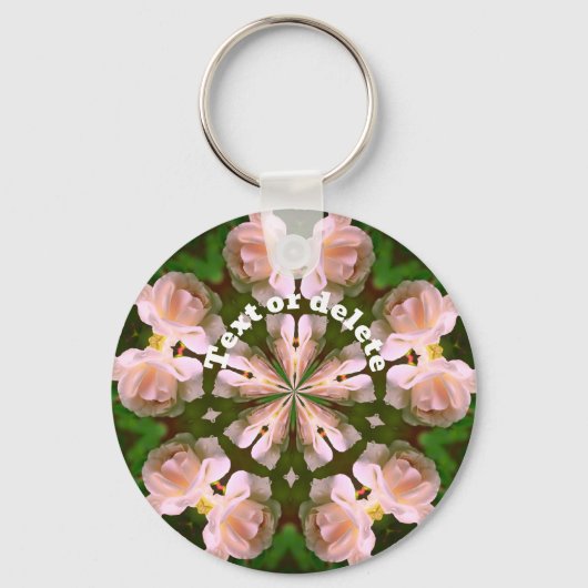White Rose Kaleidoscope Flower Art Personalized Schlüsselanhänger (Vorderseite)