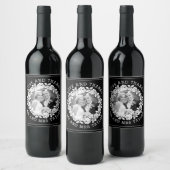 White Rose Kranz Vielen Dank Mr. & Mrs. Foto Hochz Weinetikett (Flaschen)