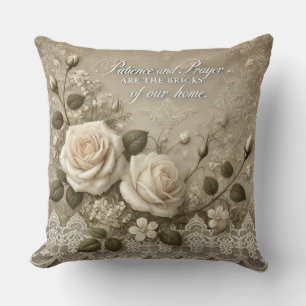 White Rose Lace AI art Kissen