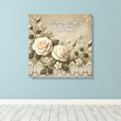 White Rose Lace AI art Leinwanddruck (Insitu (Holzboden))