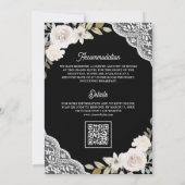 White Rose Lace Black QR Code muslimische Hochzeit Einladung (Rückseite)